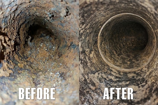 drain cleaning before and afterg - TID Trenchless in Taunton, MA