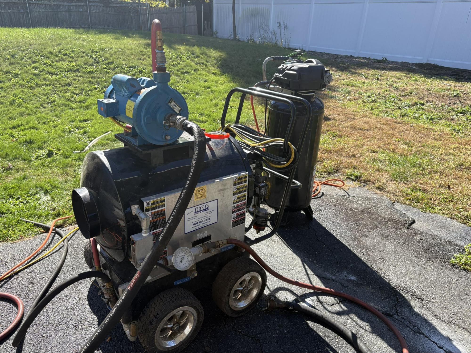 TID hydro jetting equipment staged for a sewer cleaning job in Southeastern Massachusetts