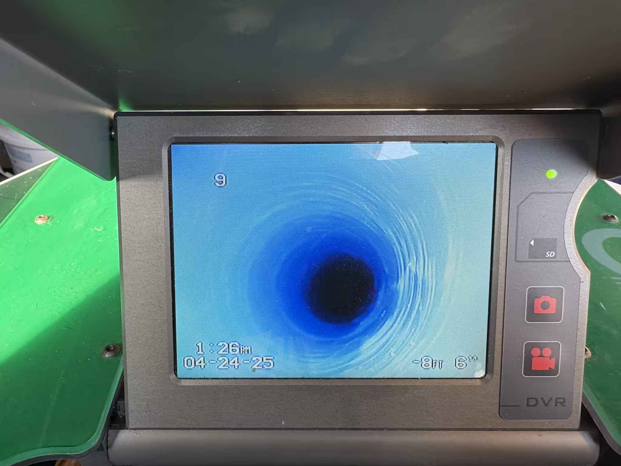 Sewer camera inspection monitor showing the inside of a sewer pipe during a TID Trenchless inspection in Massachusetts  